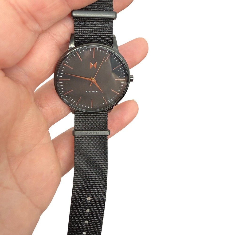 MVMT Boulevard Black Rose Gold Women's Watch MB01-BL 38mm Nylon‎ Strap Box